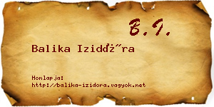 Balika Izidóra névjegykártya